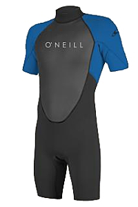 O'Neill Youth Reactor II 2mm Short Sleeve Back Zip Spring Wetsuit - Black/Ocean - Front